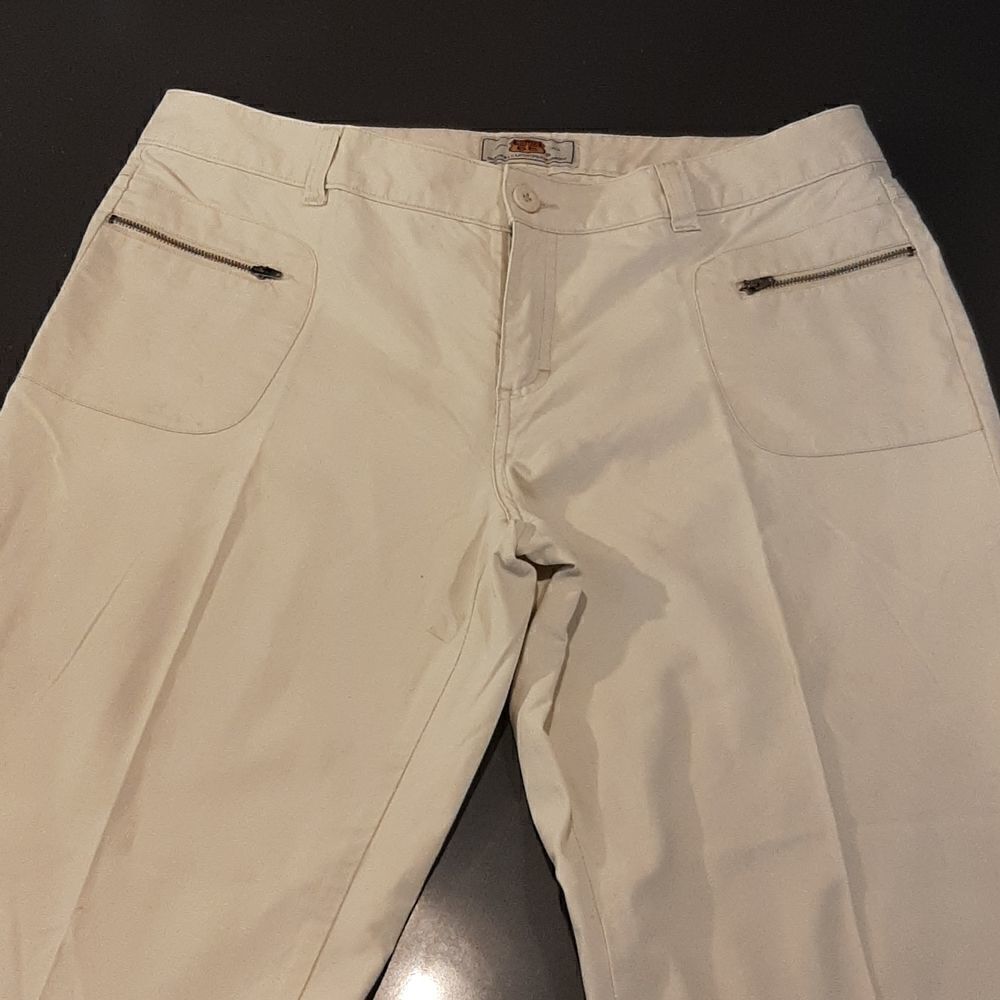 Route 66 Cream Pants with Zipper Pockets